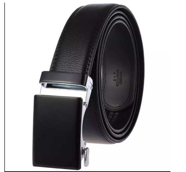 Leather Dress Belt with Automatic Buckle